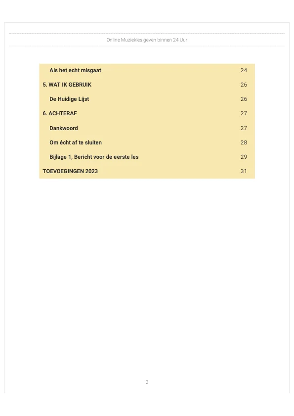 Handboek Online Muziekles geven binnen 24 Uur, Anne Ermens, Versie 3.0, inhoud 2 (Webshop)