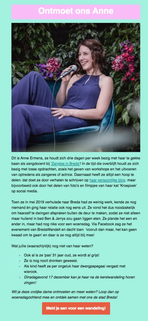 Anne Ermens, nieuwsbrief Breda Wandelt, 2019 (Media)