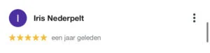 Iris Nederpelt, Zangles in Breda, Google recensie, 2022
