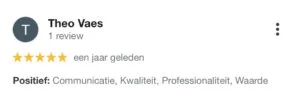 Theo Vaes, Zangles in Breda, Google recensie, 2022