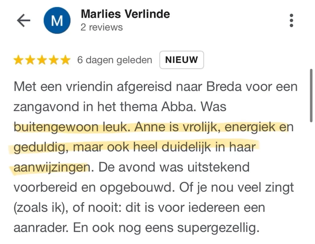 Marlies Verlinde, Samen zingen in Breda, Google, 24-8-24 (M)