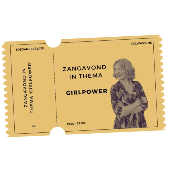 Girlpower liedjes zingen, Zangworkshop, Kaartje Zangavond Girlpower (Webshop)