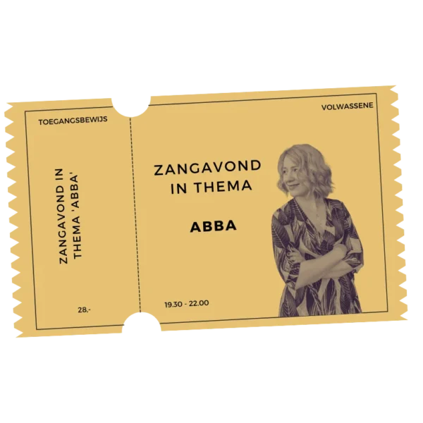 Liedjes van ABBA zingen, Zangworkshop, Kaartje Zangavond ABBA (Webshop)