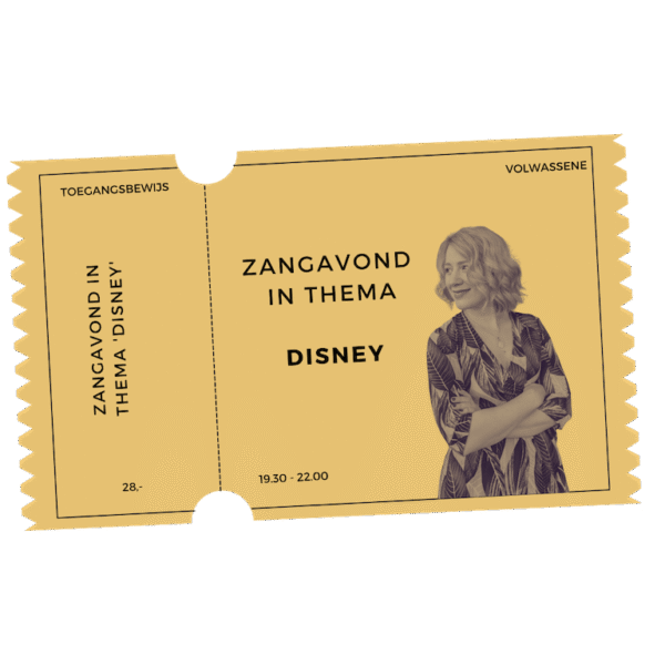 Liedjes van Disney zingen, Zangworkshop, Kaartje Zangavond Disney (Webshop)
